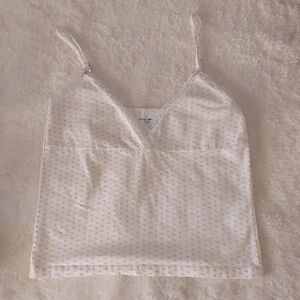 Brandy-melville Women's White and Pink Vest